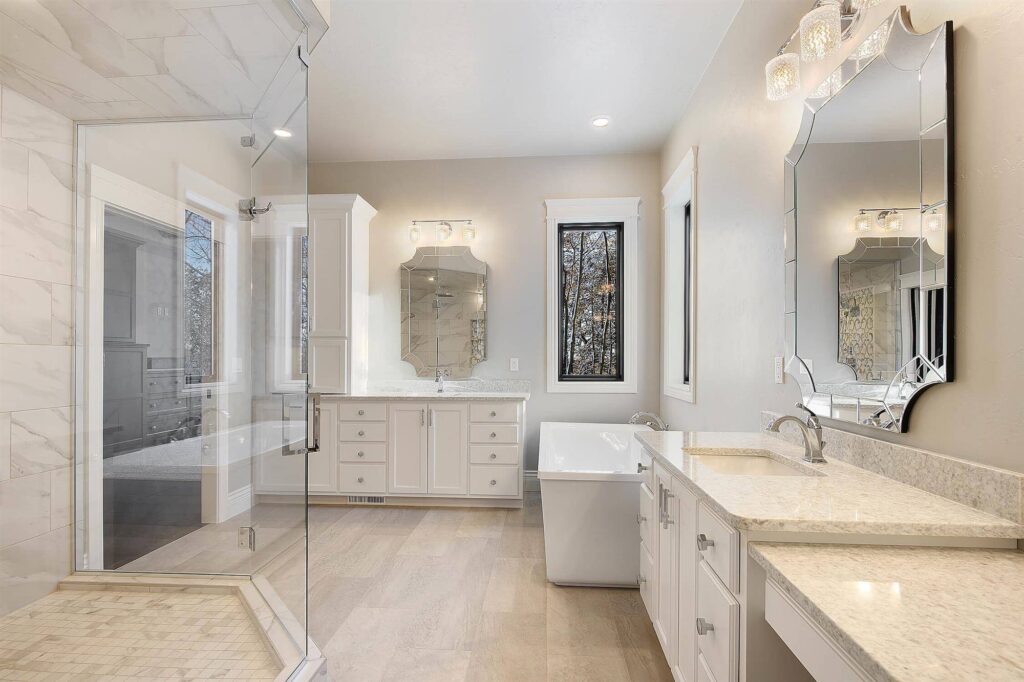 marble-floor-to-ceiling-bathroom-shower-with-double-vanity