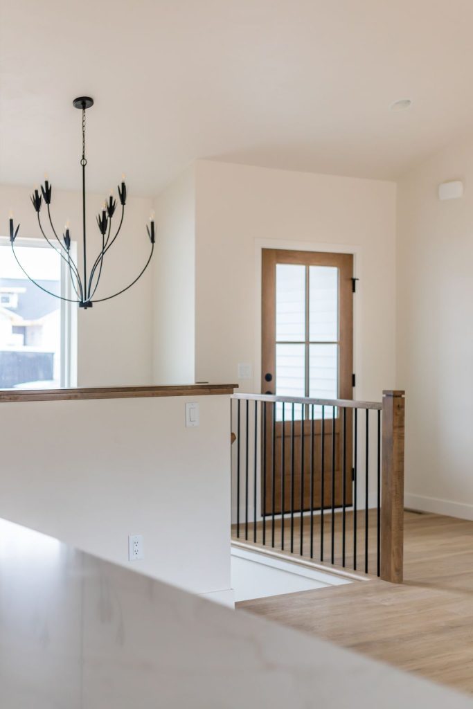Statement lighting showcasing the home's custom interior details